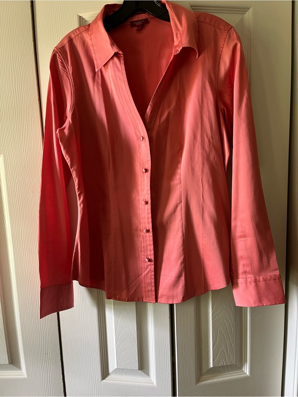 Talbots Coral-Pink Long Sleeve Button-Down Shirt